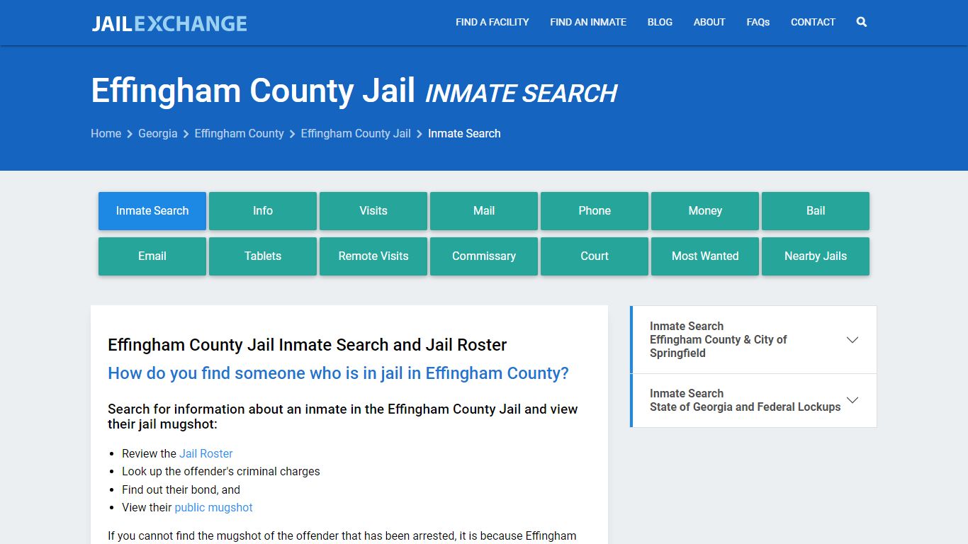 Inmate Search: Roster & Mugshots - Effingham County Jail, GA